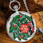 Orologio da taschino con musica al quarzo e insetti — Libellula argentata