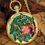 Orologio da taschino con musica al quarzo e insetti — Libellula dorata