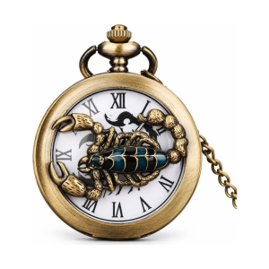 Orologio da taschino con scorpione al quarzo in ottone