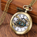 Orologio da taschino con scorpione al quarzo in ottone