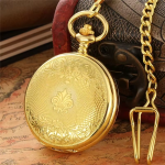 Orologio da taschino Double Hunter dorato con catena