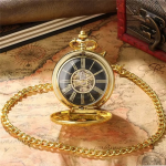Orologio da taschino Double Hunter dorato con catena