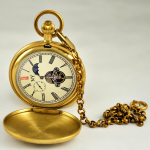 Orologio da taschino double hunter in rame con motivo lunare