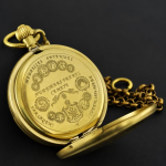 Orologio da taschino double hunter in rame con motivo lunare