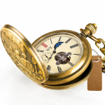 Orologio da taschino double hunter in rame con motivo lunare