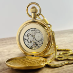 Orologio da taschino double hunter meccanico dorato
