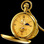 Orologio da taschino double hunter meccanico dorato
