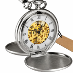 Orologio da taschino double hunter meccanico in acciaio