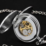 Orologio da taschino double hunter meccanico in acciaio