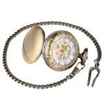 Orologio da taschino double hunter scheletrato con catena