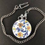 Orologio da taschino floreale al quarzo con catena