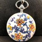 Orologio da taschino floreale al quarzo con catena