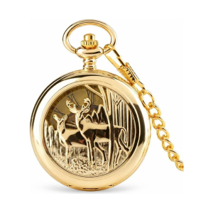 Orologio da taschino hunter meccanico con cervi