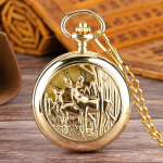 Orologio da taschino hunter meccanico con cervi