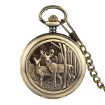 Orologio da taschino hunter meccanico con cervi — Bronzo