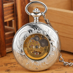 Orologio da taschino meccanico con fenice traforata