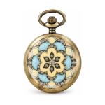 Orologio da taschino meccanico floreale con catena