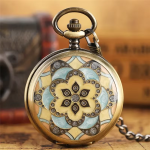 Orologio da taschino meccanico floreale con catena