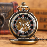Orologio da taschino meccanico floreale con catena