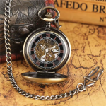 Orologio da taschino meccanico floreale con catena