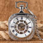 Orologio da taschino meccanico quadrato con numeri romani