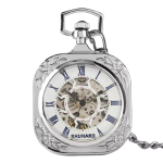 Orologio da taschino meccanico quadrato con numeri romani