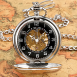 Orologio da taschino meccanico scheletrato color argento