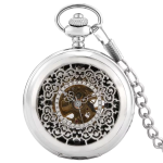 Orologio da taschino meccanico scheletrato color argento