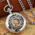 Orologio da taschino meccanico scheletrato color argento