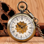 Orologio da taschino meccanico scheletrato con catena