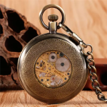 Orologio da taschino meccanico scheletrato con catena