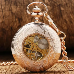 Orologio da taschino meccanico scheletrato con finestra