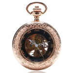 Orologio da taschino meccanico scheletrato con finestra