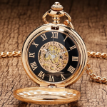 Orologio da taschino meccanico scheletrato con finestra