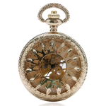 Orologio da taschino meccanico scheletrato dorato