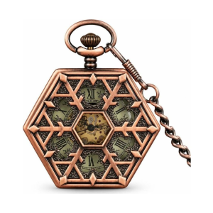 Orologio da taschino meccanico scheletrato esagonale