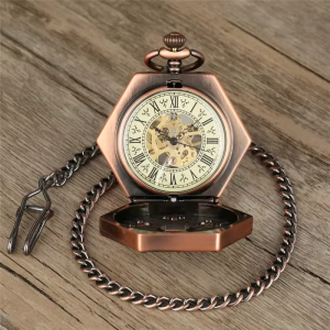 Orologio da taschino meccanico scheletrato esagonale