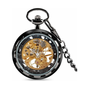 Orologio da taschino meccanico scheletrato, quadrante aperto
