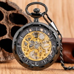Orologio da taschino meccanico scheletrato, quadrante aperto