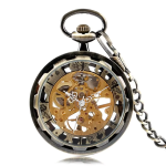 Orologio da taschino meccanico scheletrato, quadrante aperto — Argento dorato