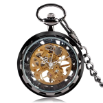 Orologio da taschino meccanico scheletrato, quadrante aperto — Nero