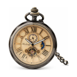 Orologio da taschino meccanico scheletrato vintage con catena
