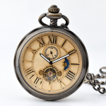Orologio da taschino meccanico scheletrato vintage con catena