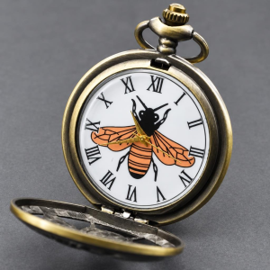 Orologio da taschino quartz color bronzo con insetto in rilievo