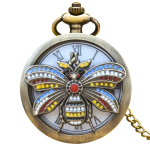 Orologio da taschino quartz color bronzo con insetto in rilievo