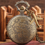 Orologio da taschino quartz con battaglia in rilievo