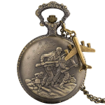 Orologio da taschino quartz con battaglia in rilievo