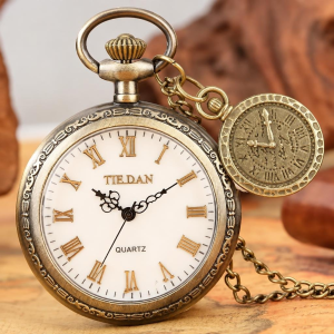 Orologio da taschino quartz con catena e ciondolo