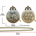 Orologio da taschino quartz con gatto in bronzo