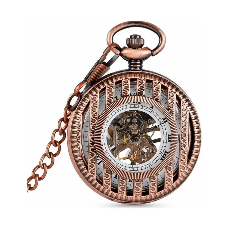 Orologio da taschino scheletrato a carica manuale — Argentato